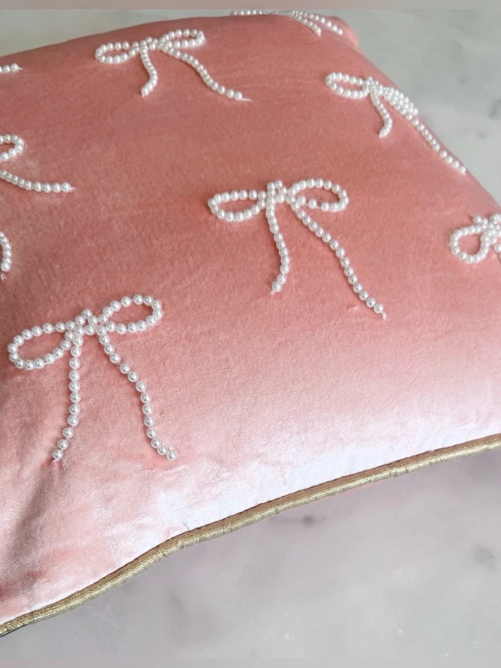 Anthropologie Coretta Mini Beaded Velvet Pillow